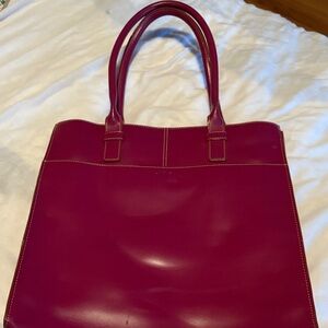 Lodis Fuchsia Leather Tote Bag